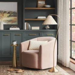 Gooseneck Floor Lamp With Natural Shade Brass - Threshold™: Adjustable, Rattan Shade, ETL Listed, Metal Base -Brick Wall GUEST 063ddcc7 fb09 4f67 a1a9 079f74814d67