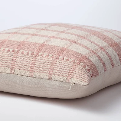 Square Woven Plaid Decorative Throw Pillow Mauve/Light Beige - Threshold™ Designed With Studio McGee: Cotton Dobby, Indoor Use, Hidden Zipper 5 Square Woven Plaid Decorative Throw Pillow Mauve/Light Beige - Threshold™ Designed With Studio McGee: Cotton Dobby, Indoor Use, Hidden Zipper - Image 3