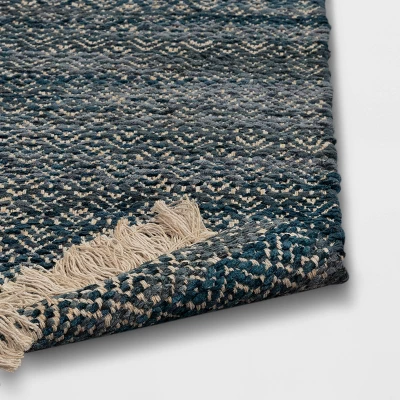 2'4"x7' Handloom Diamond Runner Rug Blue - Threshold™: Indoor Low Pile, Cotton & Jute, Entryway Or Kitchen Use 5 2'4"x7' Handloom Diamond Runner Rug Blue - Threshold™: Indoor Low Pile, Cotton & Jute, Entryway Or Kitchen Use - Image 3