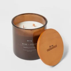 23oz XL 3-Wick Rose + Cedar Wooden Amber Glass With Wood Lid And Stamped Logo Amber - Threshold™ 5 23oz XL 3-Wick Rose + Cedar Wooden Amber Glass With Wood Lid And Stamped Logo Amber - Threshold™ -Brick Wall GUEST 0c1f079c 9ea4 408d ae6e 3d8dc5f1dfda