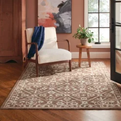 5'x7' Tile Knitted Area Rug Dark Brown - Threshold™