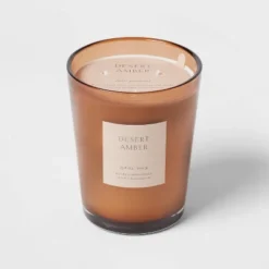 Colored Vase Glass With Dustcover Desert Amber Candle Brown - Threshold™ -Brick Wall GUEST 122de511 da8f 4184 879f 25e9a167978d