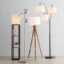 60"x16" Tripod Floor Lamp Oak Tone Wooden Finish - Threshold™: Elegant Standing Lighting, 3-Way Switch, UL Listed -Brick Wall GUEST 12eb9924 86da 4a28 9eaa 3aaed057f6ef 1