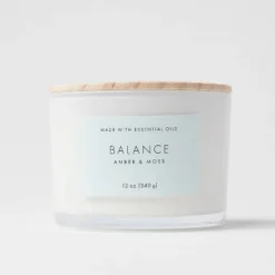 Wood Lidded Glass Wellness Balance Candle - Threshold™ -Brick Wall GUEST 153c12f7 0aba 43b7 956b c817a127669d