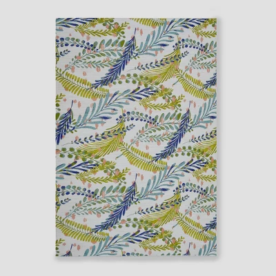Botanical Rectangular Woven Outdoor Area Rug Blue/Green - Threshold™ 3 Botanical Rectangular Woven Outdoor Area Rug Blue/Green - Threshold™