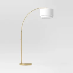 Knurled Metal Arc Floor Lamp With Tiered Shade Brass - Threshold™ -Brick Wall GUEST 2207f768 a8bf 4c56 b92f 67224c80eeec 1