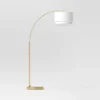 68"x41" Knurled Metal Arc Floor Lamp With Tiered Shade Brass - Threshold™: Curved Standing Illumination For Living Room -Brick Wall GUEST 2207f768 a8bf 4c56 b92f 67224c80eeec