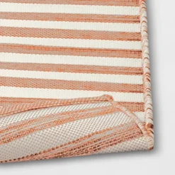 7'x10' Narrow Wornstripe Rectangular Woven Outdoor Area Rug Coral Orange - Threshold™ -Brick Wall GUEST 25e56bbe db53 43e9 807e 1d35d9996e1a