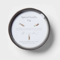 16oz Blackened Bowl Ceramic With Multi Woodwick And Dustcover Spice Vanilla Fig Candle Black - Threshold™ -Brick Wall GUEST 27c974af f7f8 4836 a0f9 674e7512c70b