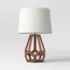 Large Wood Geo Assembled Table Lamp Brown - Threshold™: No Assembly, UL Listed, Cotton Shade -Brick Wall GUEST 29fea008 f3c8 4d50 a361 0fdee37761fd 1