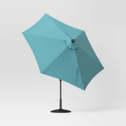 9' Round Solar Outdoor Patio Market Umbrella Turquoise - Threshold™ -Brick Wall GUEST 2af64736 1866 4777 92ef f666d1b04219