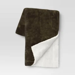 Solid Printed Plush With Shearling Reverse Throw Blanket - Threshold™ -Brick Wall GUEST 306f0669 f058 4c55 b504 55172c9555eb