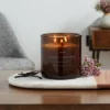 23oz XL 3-Wick Vanilla + Bergamot Wooden Amber Glass With Wood Lid And Stamped Logo Amber - Threshold™ -Brick Wall GUEST 3126adb9 a58a 4c83 b24b 49a485772ba9