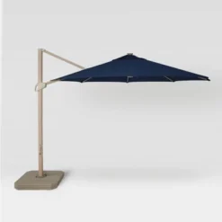 11' Round Offset Solar Outdoor Patio Market Umbrella With Light Wood Pole - Threshold™ -Brick Wall GUEST 3ca95960 717e 4d72 94c7 4da766c5f7ec