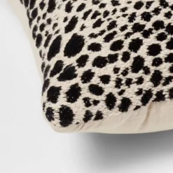 Square Jacquard Leopard Decorative Throw Pillow Black/Natural - Threshold™ -Brick Wall GUEST 428e0ddc 7458 4bb1 8b9a 71e11e80babc