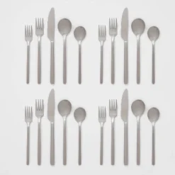 20pc Ashby Flatware Set Silver - Threshold™: Stainless Steel Silverware, Service For 4, Forks Spoons Knives Set -Brick Wall GUEST 4a3dc3f4 1e4f 48ae bec2 dfc7e8f3582a