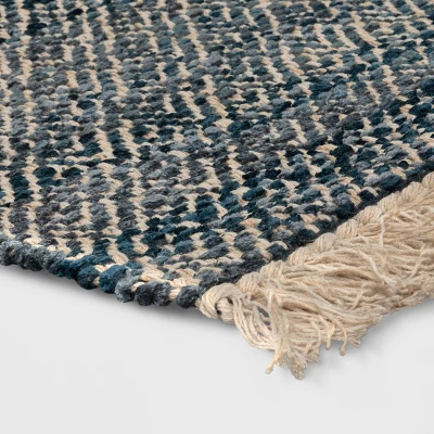 2'4"x7' Handloom Diamond Runner Rug Blue - Threshold™: Indoor Low Pile, Cotton & Jute, Entryway Or Kitchen Use 4 2'4"x7' Handloom Diamond Runner Rug Blue - Threshold™: Indoor Low Pile, Cotton & Jute, Entryway Or Kitchen Use - Image 2