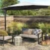 10' Round Solid Offset Outdoor Patio Cantilever Umbrella With Black Pole - Threshold™