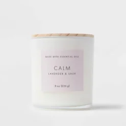 Wood Lidded Glass Wellness Calm Candle - Threshold™ -Brick Wall GUEST 518451c6 213f 4303 ad48 fec583907229