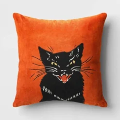 Fierce Cat Applique Cotton Velvet Square Halloween Throw Pillow - Threshold™ -Brick Wall GUEST 5426fcb6 46c0 47d1 b6fc b5526f44bb40