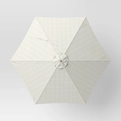 9' Round Grid Outdoor Patio Market Umbrella Cream With Light Wood Pole - Threshold™ 5 9' Round Grid Outdoor Patio Market Umbrella Cream With Light Wood Pole - Threshold™ - Image 3