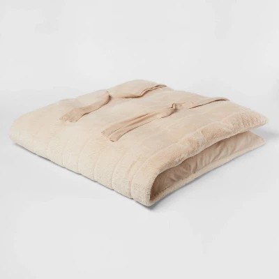 Luxe Channel Faux Fur Lounge Pillow Khaki - Threshold™ 4 Luxe Channel Faux Fur Lounge Pillow Khaki - Threshold™ - Image 2
