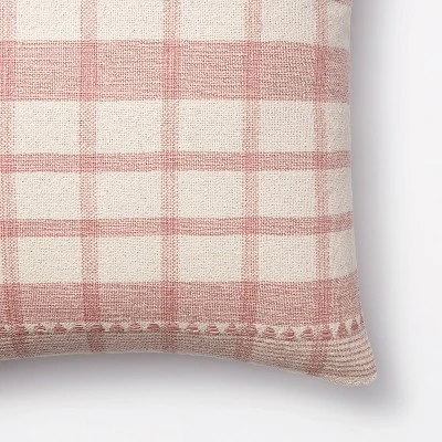 Square Woven Plaid Decorative Throw Pillow Mauve/Light Beige - Threshold™ Designed With Studio McGee: Cotton Dobby, Indoor Use, Hidden Zipper 4 Square Woven Plaid Decorative Throw Pillow Mauve/Light Beige - Threshold™ Designed With Studio McGee: Cotton Dobby, Indoor Use, Hidden Zipper - Image 2
