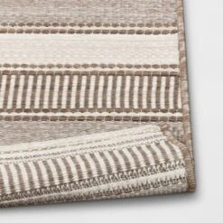 5' X 7' Woven Stripe Outdoor Rug Khaki/Ivory - Threshold™ -Brick Wall GUEST 64f6791c d834 4927 998a fa2124340e7a