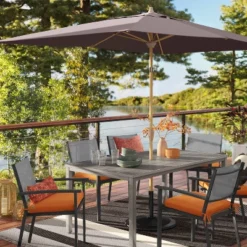 7'x10' Oversized Stripe Outdoor Rug Charcoal Gray - Threshold™