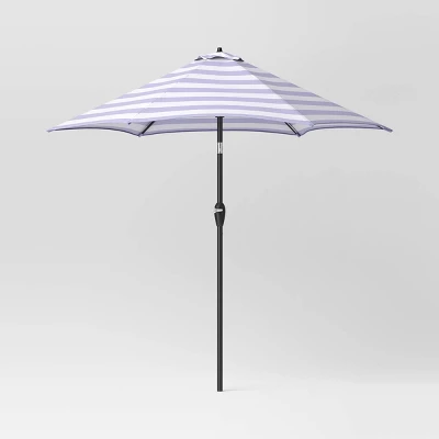 9' Round Cabana Stripe Outdoor Patio Market Umbrella With Black Pole - Threshold™ 9 9' Round Cabana Stripe Outdoor Patio Market Umbrella With Black Pole - Threshold™ - Image 8