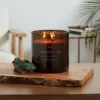 23oz XL 3-Wick Eucalyptus + Palm Wooden Amber Glass With Wood Lid And Stamped Logo Amber - Threshold™ -Brick Wall GUEST 76039d46 592c 4b0e 9d78 4be534d35d39