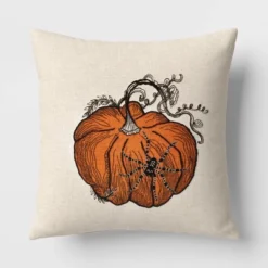 Pumpkin With Spider Cotton Square Halloween Throw Pillow Ivory - Threshold™ -Brick Wall GUEST 7d6a836a 3c3b 495e 8f4c f15b752115c6