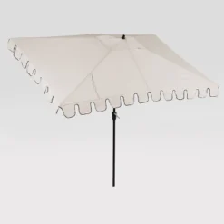 6.5'x10' Rectangular Scalloped Outdoor Patio Market Umbrella Off-White With Black Pole - Threshold™ -Brick Wall GUEST 7f677584 0539 4c88 a573 0142719e558b