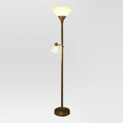 Mother Daughter Torchiere Floor Lamp With Glass Shade - Threshold™ 3 Mother Daughter Torchiere Floor Lamp With Glass Shade - Threshold™