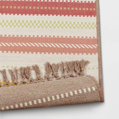 5'x7' Textural Stripe Rectangular Woven Outdoor Area Rug Light Pink - Threshold™ 5 5'x7' Textural Stripe Rectangular Woven Outdoor Area Rug Light Pink - Threshold™ - Image 3