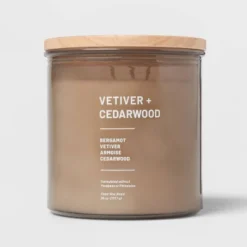 Glass Jar Vetiver And Cedarwood Candle Brown - Threshold™ -Brick Wall GUEST 94fa0143 6384 4148 9851 b3c3e6d22167