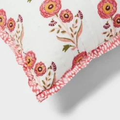 Sunflower Dec Pillow Oblong Ivory/Melon Pink/Gold/Green - Threshold™: Cotton Voile, Indoor Use, Floral Design -Brick Wall GUEST 9874bb4a ff28 47af 89c5 9c394389e550