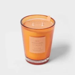 Colored Vase Glass With Dustcover Mandarin & Guava Candle Orange - Threshold™ -Brick Wall GUEST 9f988ff2 f7e8 43cd b34a c5d7f14ae156
