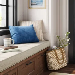 Oversize Lumbar Washed Cotton Velvet Throw Pillow - Threshold™: Indoor Decorative Cushion, Removable Cover, Hidden Zipper