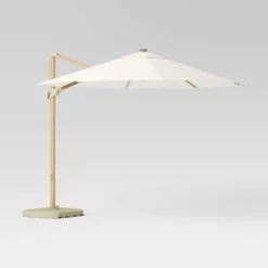 11' Round Offset Solar Outdoor Patio Market Umbrella With Light Wood Pole - Threshold™ -Brick Wall GUEST aa00a685 97eb 43f7 bb3b 1a764ac1d808