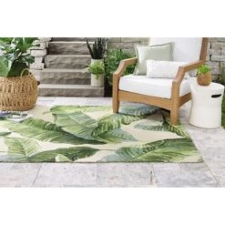 9'x12' Vacation Tropical Rectangular Woven Outdoor Area Rug Green - Threshold™ -Brick Wall GUEST aab5da14 b695 40aa 928e d873f7173533