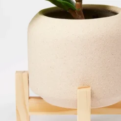 11.5" Faux Fiddle Leaf Plant With Stone Pot And Wooden Stand - Threshold™ -Brick Wall GUEST b1304dd9 0abf 4ce2 aaac 3be9c9cc5401