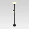 Mother Daughter Torchiere Floor Lamp Black With Glass Shade - Threshold™: Metal Body, ETL Listed, Dimmable -Brick Wall GUEST bceb3553 d477 4690 9e35 21e9bfa04611