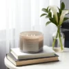 14oz Lidded Gray Glass Jar Crackling Wooden 3-Wick Candle With Paper Label Coconut And Honey  - Threshold™ -Brick Wall GUEST be5a183f bab6 4653 b17a da679b4793f2