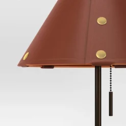 Table Lamp With Leather Shade Brown - Threshold™: Metal Base, Cone Shape, No Assembly, SGS Certified, 20" Height -Brick Wall GUEST c21d548e 4dc3 470a 8da6 4d055d364995
