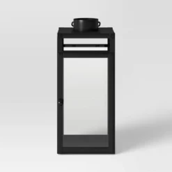 24" X 8" Decorative Metal Lantern Candle Holder Black - Threshold™ -Brick Wall GUEST c724e233 0645 4260 a042 00b4db87da47
