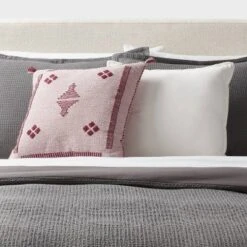 Cactus Silk Woven Square Diamond Dec Pillow Mauve - Threshold™: Indoor Cotton Fabric, Polyester Filled, Textile Design