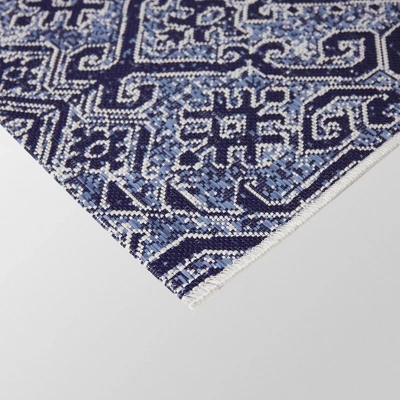 9'2"x12' Paisley Outdoor Rug Blue - Threshold™: Weather-Resistant Traditional Area, Woven Polypropylene 5 9'2"x12' Paisley Outdoor Rug Blue - Threshold™: Weather-Resistant Traditional Area, Woven Polypropylene - Image 3