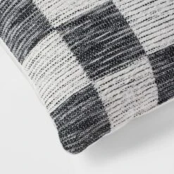 18"x18" Modern Woven Checkerboard Square Decorative Pillow Black - Threshold™: Cotton Fabric, Indoor Paisley & Floral Design -Brick Wall GUEST cae60e0c 6252 4308 8c11 b7e7f3344349