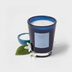 Colored Vase Glass With Dustcover Marine Moss Candle Blue - Threshold™ -Brick Wall GUEST d250f955 55af 4897 8190 ebff49fe7644